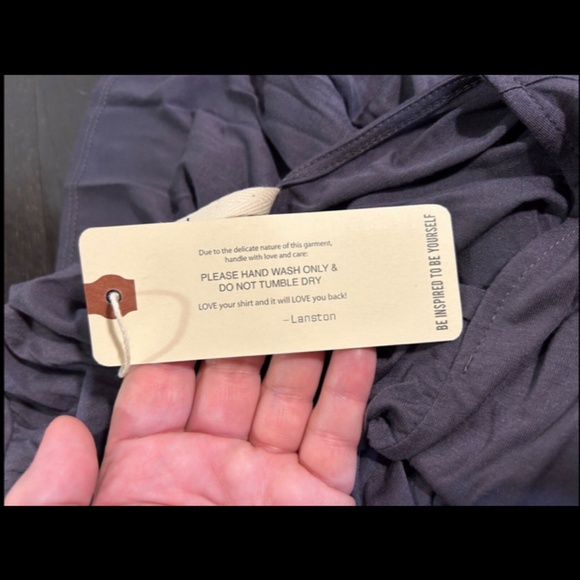 Lanston x Revolve Draped Front Long Sleeve Micro Modal Tee/Top Grey Size M - NWT - Picture 12 of 14